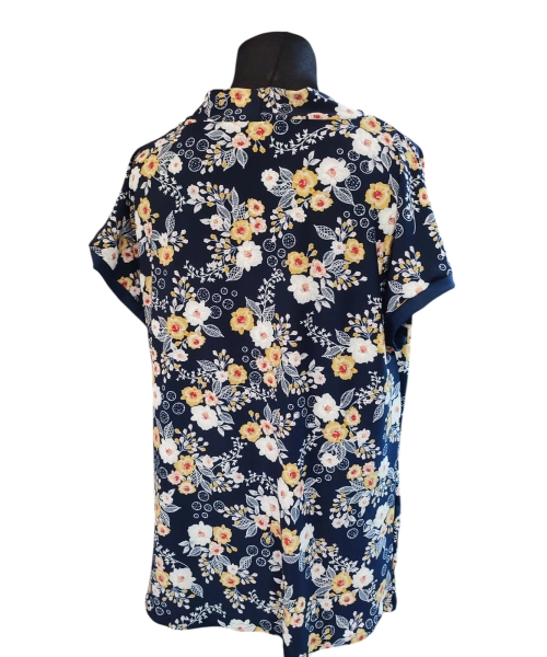 Bluzka z lejącym dekoltem typu woda drobne żółte kwiatki